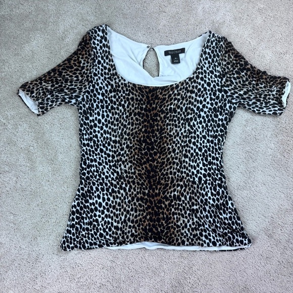 WHBM White House Black Market Knit Peplum Top Blouse Size Medium - Picture 5 of 10
